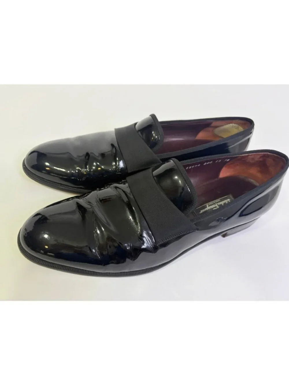 Salvatore Ferragamo Notte Patent Loafers 13 D Black Formal Tuxedo Shoes